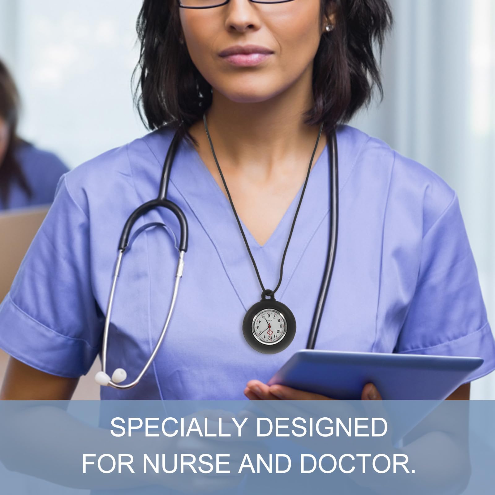 Nurse Pocket Watch - Quartz Fob Watch with Silicone Case & Adjustable Lanyard for Medical Professionals