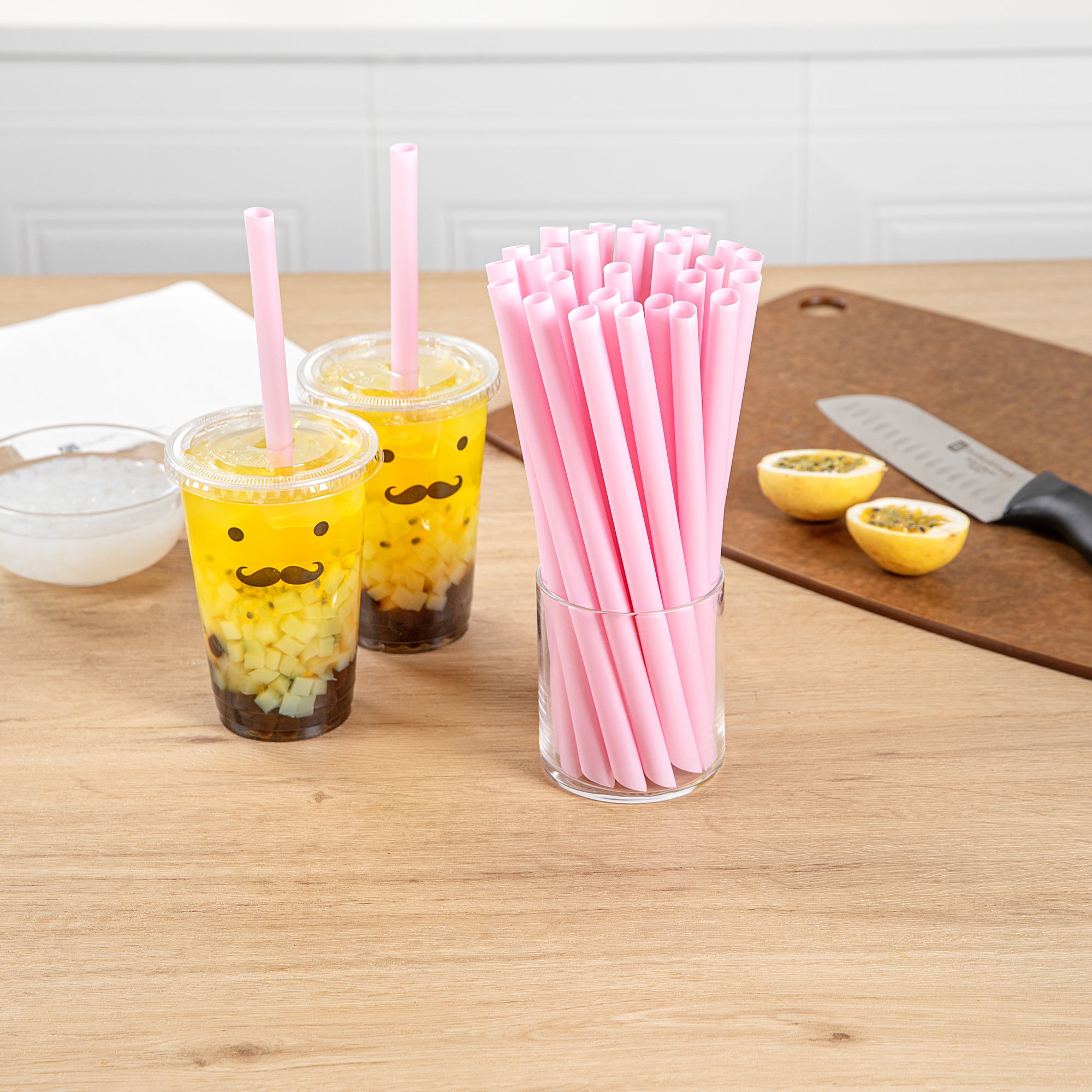 Eco-Friendly Extra Wide Pink PLA Boba Straws - Compostable, Pointed Tip, 9mm (100 Count) | Perfect for Bubble Tea, Smoothies, and Iced Drinks