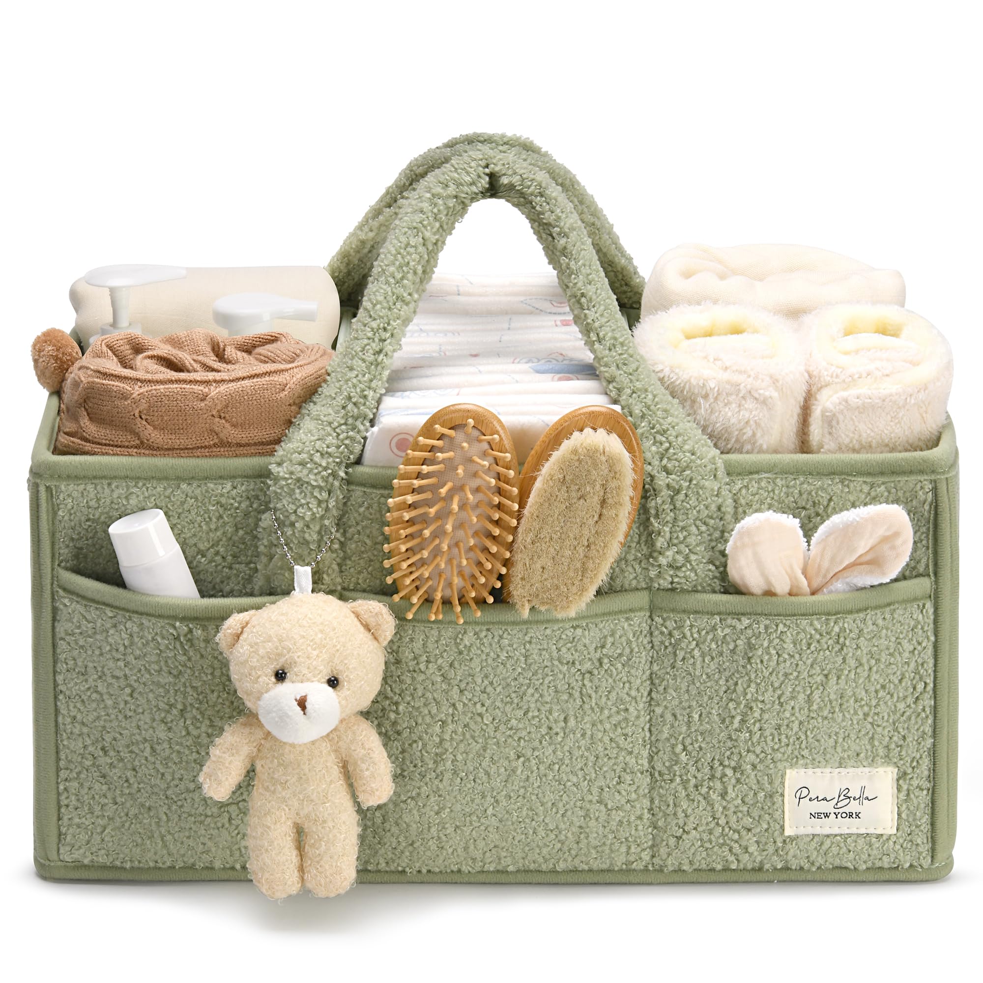 PeraBella Diaper Caddy Organizer - Baby Changing Table Storage Basket for Wipes, Diapers & Essentials | Portable Nursery & Car Organizer | Perfect Baby Shower Gift | Ideal for Home Nursery, Travel & On-the-Go Parents