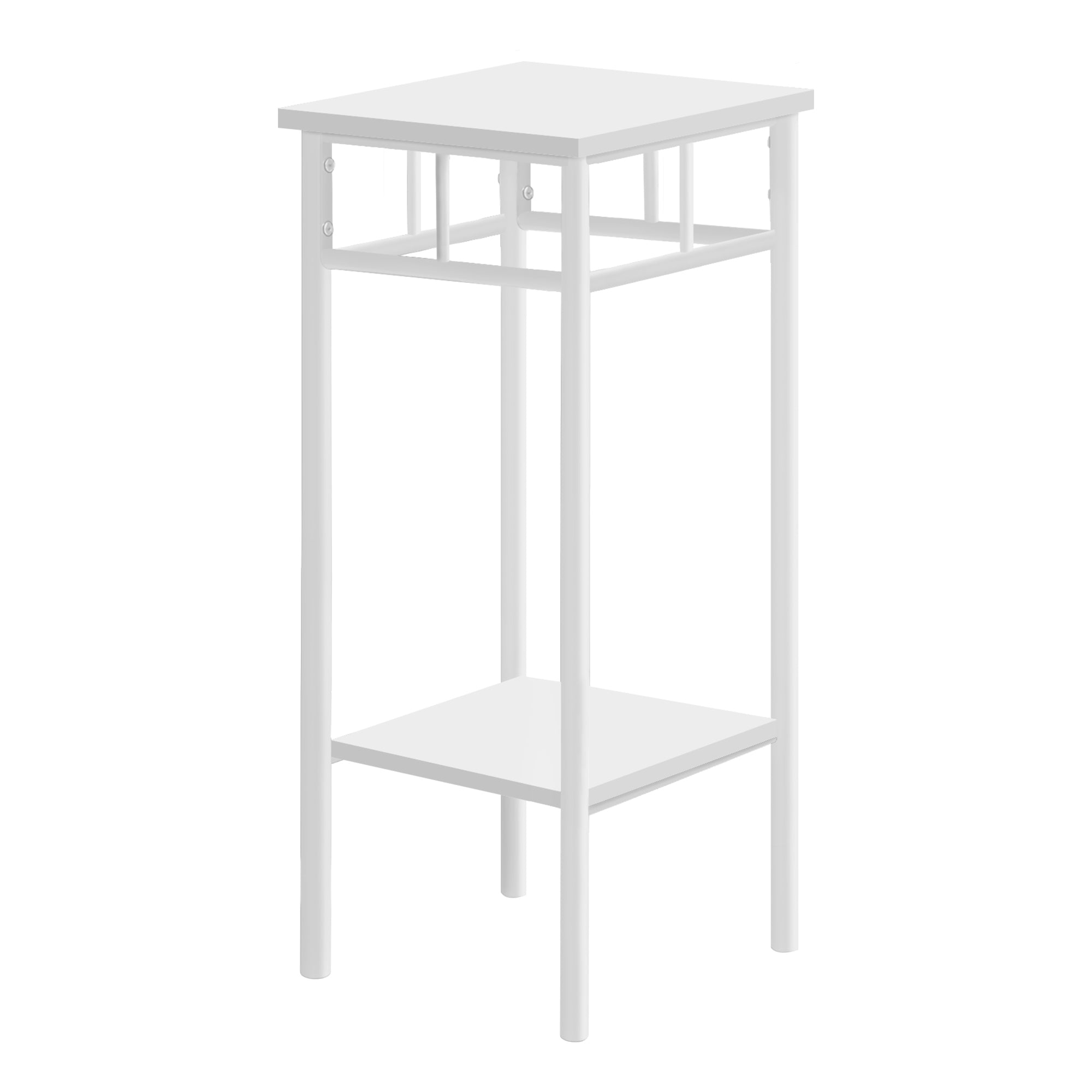 28H White Accent Table with White Metal Frame - Perfect for Living Room, Bedroom, or Entryway Decor