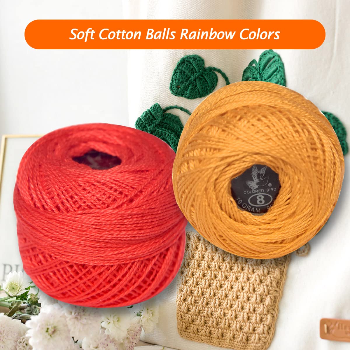 20 Colors Soft Classic Crochet Thread Set - Bright Chartreuse Gradient Yarn for DIY Crafts, Knitting & Crocheting Projects