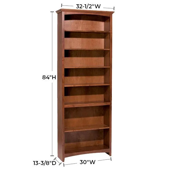 McKenzie 30 Inch Wide x 84 Inch Tall Wooden Bookcase - 5-Tier Storage Shelf for Home Office, Living Room & Bedroom Organization