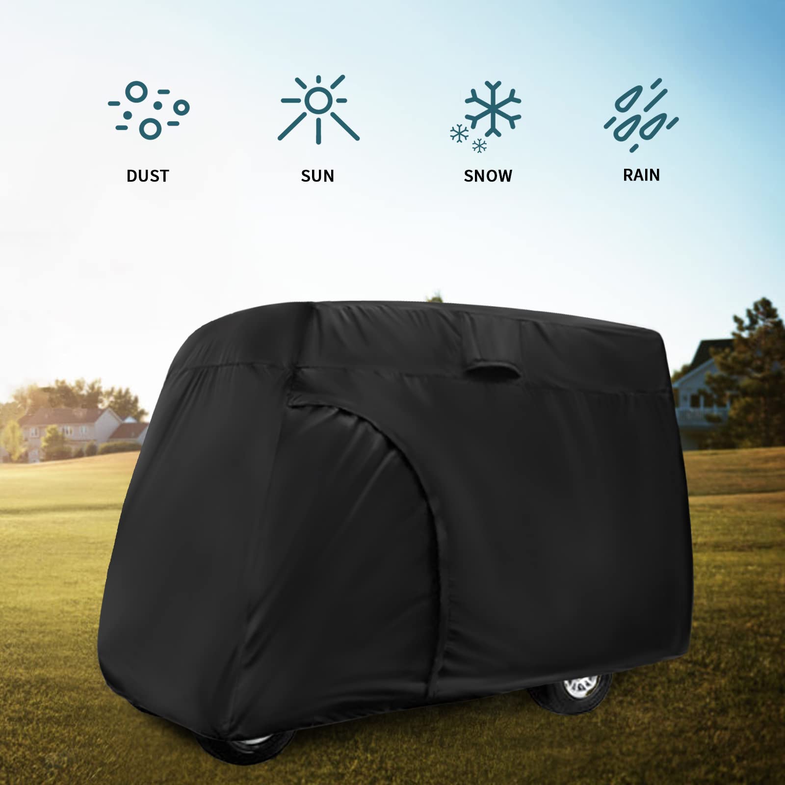 Waterproof Universal Golf Cart Cover for 2/4/6 Passenger Carts - Outdoor Storage Protection Accessory | Perfect for Golf Courses, RV Parks & Home Storage