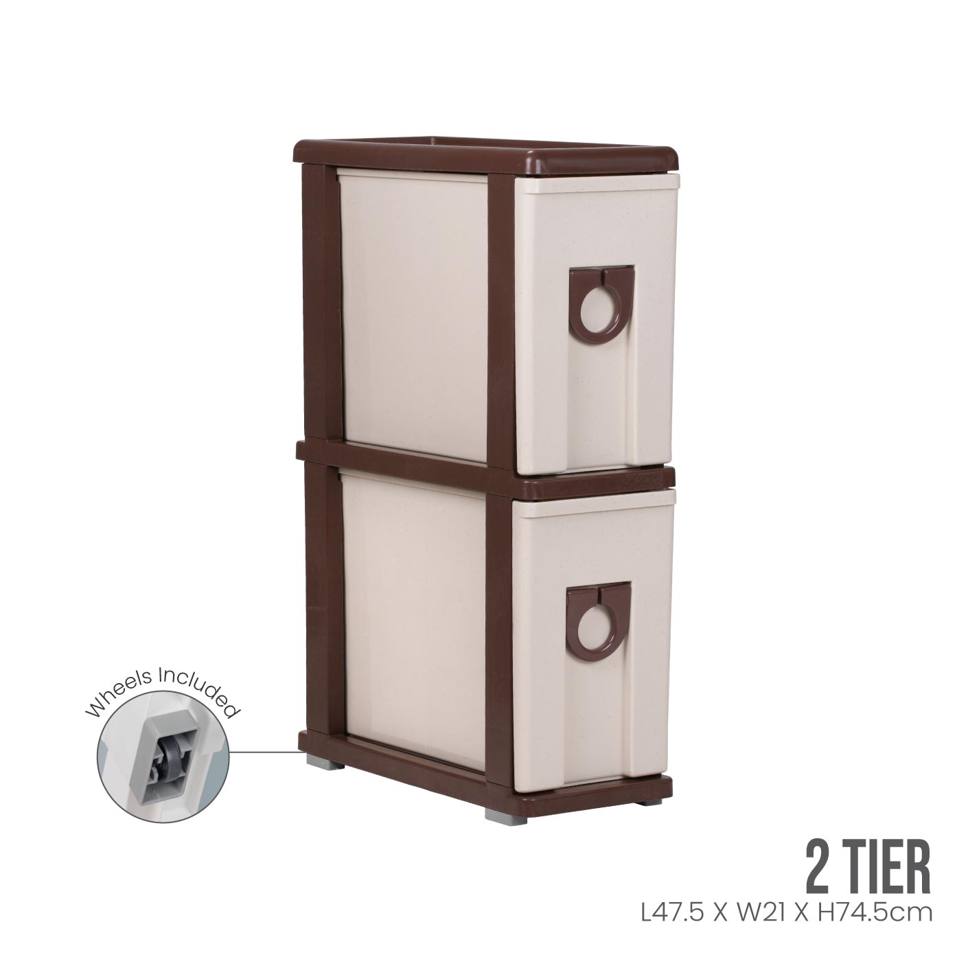 BROWN FRAME BEIGE DRAWER (502-2BRF-BGE)