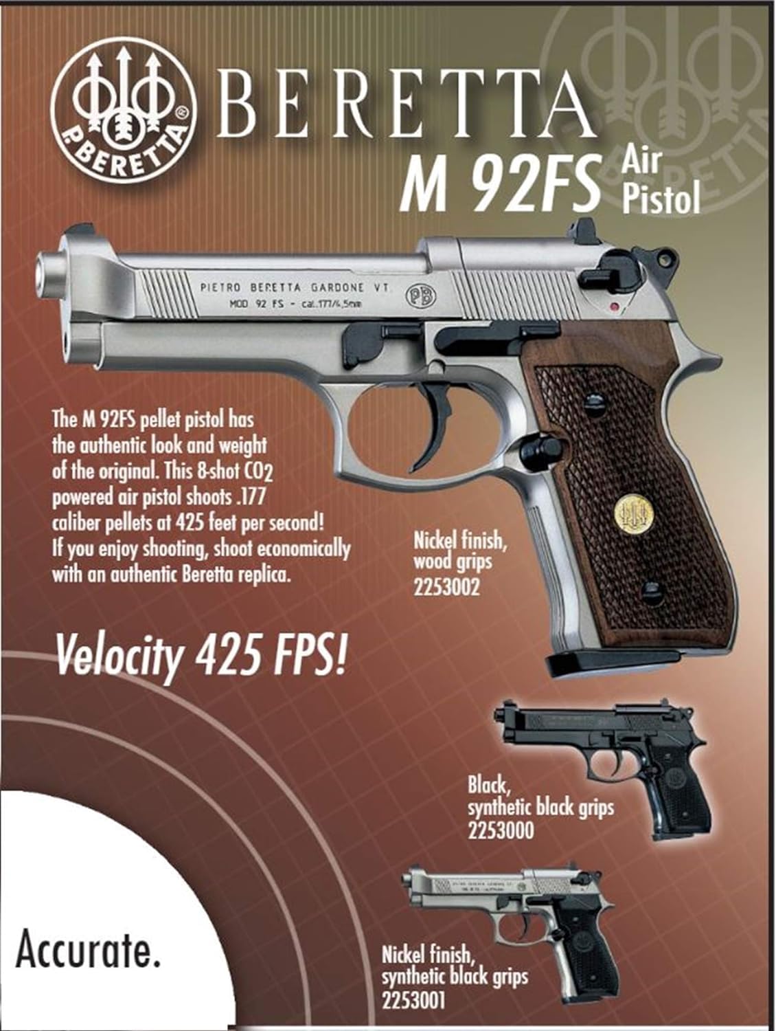 Beretta M92FS All Metal .177 Caliber Pellet Gun Air Pistol - CO2 Powered BB Gun for Target Practice & Plinking | Realistic Airgun for Training, Backyard Shooting & Outdoor Fun