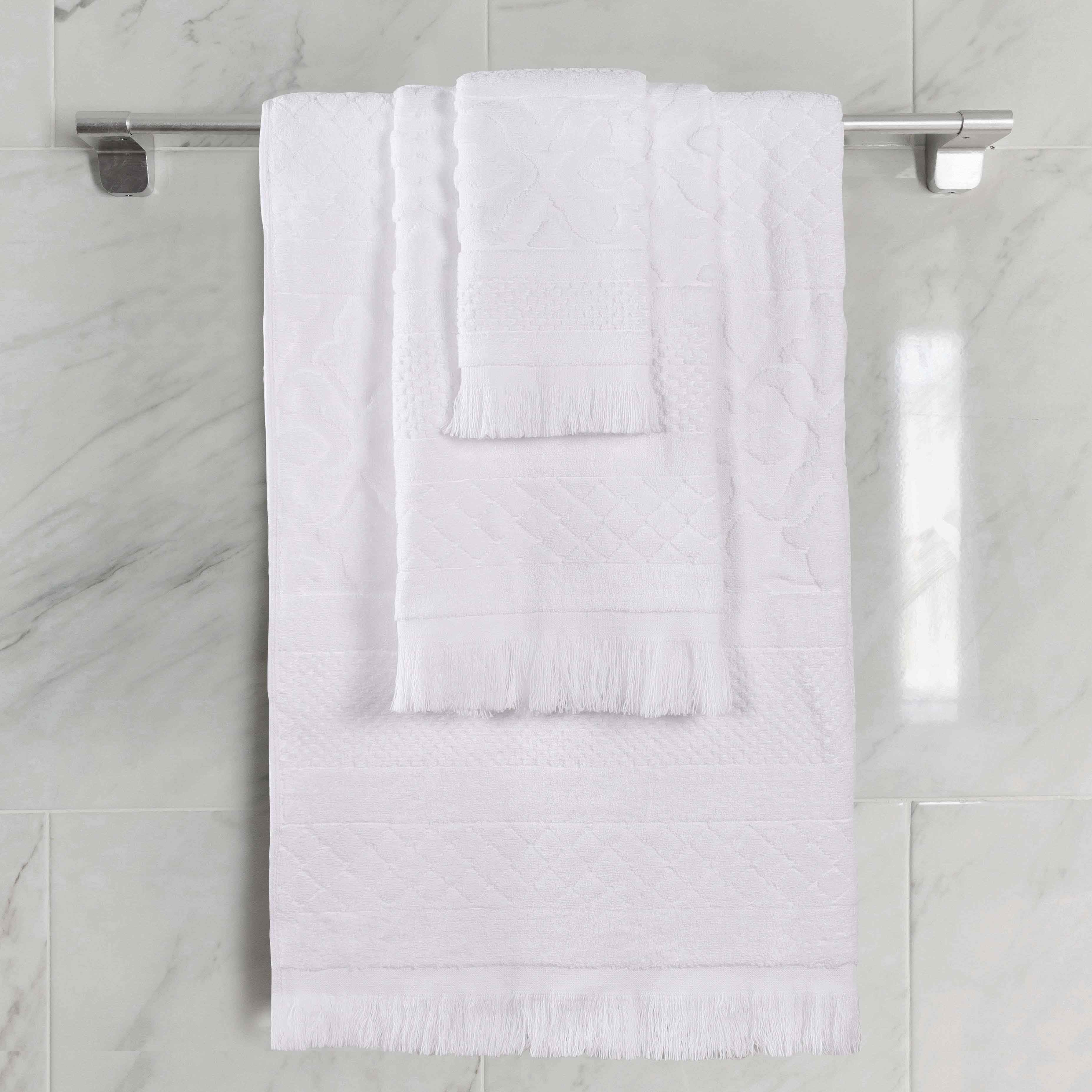 Premium Rolla Cotton Geometric Jacquard Plush Towel Set - Ultra Soft & Highly Absorbent 3-Piece Bath Towel Collection for Spa, Bathroom & Luxury Home Decor