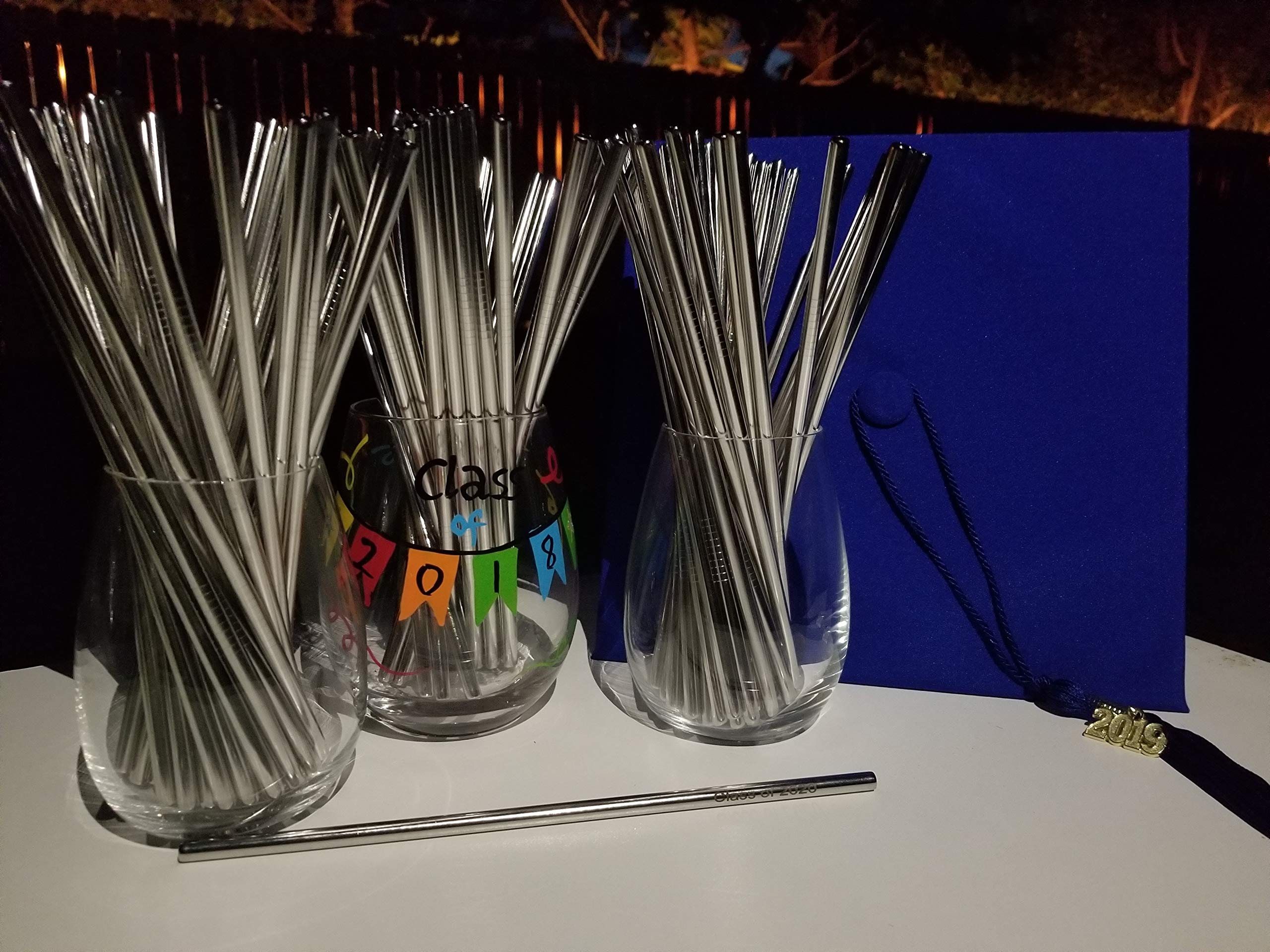100 Custom Laser Engraved Stainless Steel Drinking Straws with Rubber Tips - Eco-Friendly Reusable Wedding & Event Party Supplies - Perfect for Bridal Showers, Birthday Parties, and Corporate Events