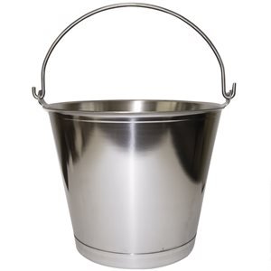 Premium Stainless Steel Pail - Heavy Duty Seamless Vet & Milk Bucket (9-20 Qt) - Made in USA - Durable 13 Qt Farm Pail with Chime Bottom - Ideal for Animal Feeding, Dairy Farm Use & Industrial Applications