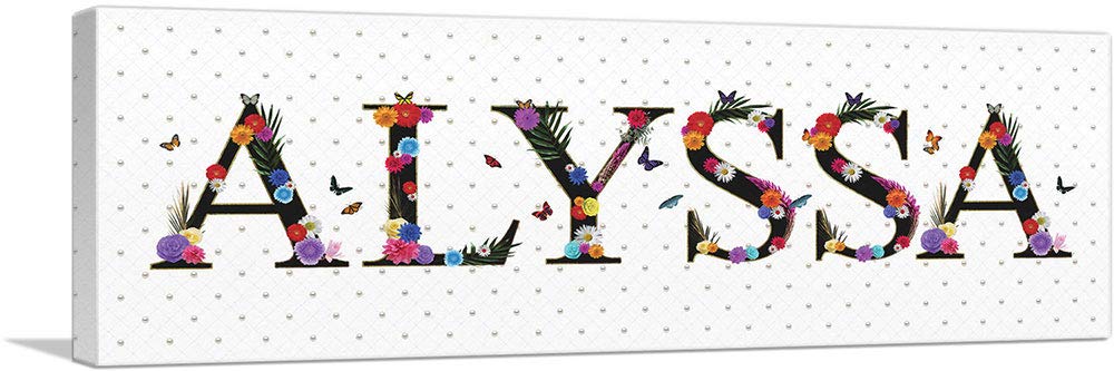 ALYSSA Girls Name Wall Art - Stretched Canvas Painting, Framed Print, Giclee Poster for Nursery & Bedroom Decor - 36