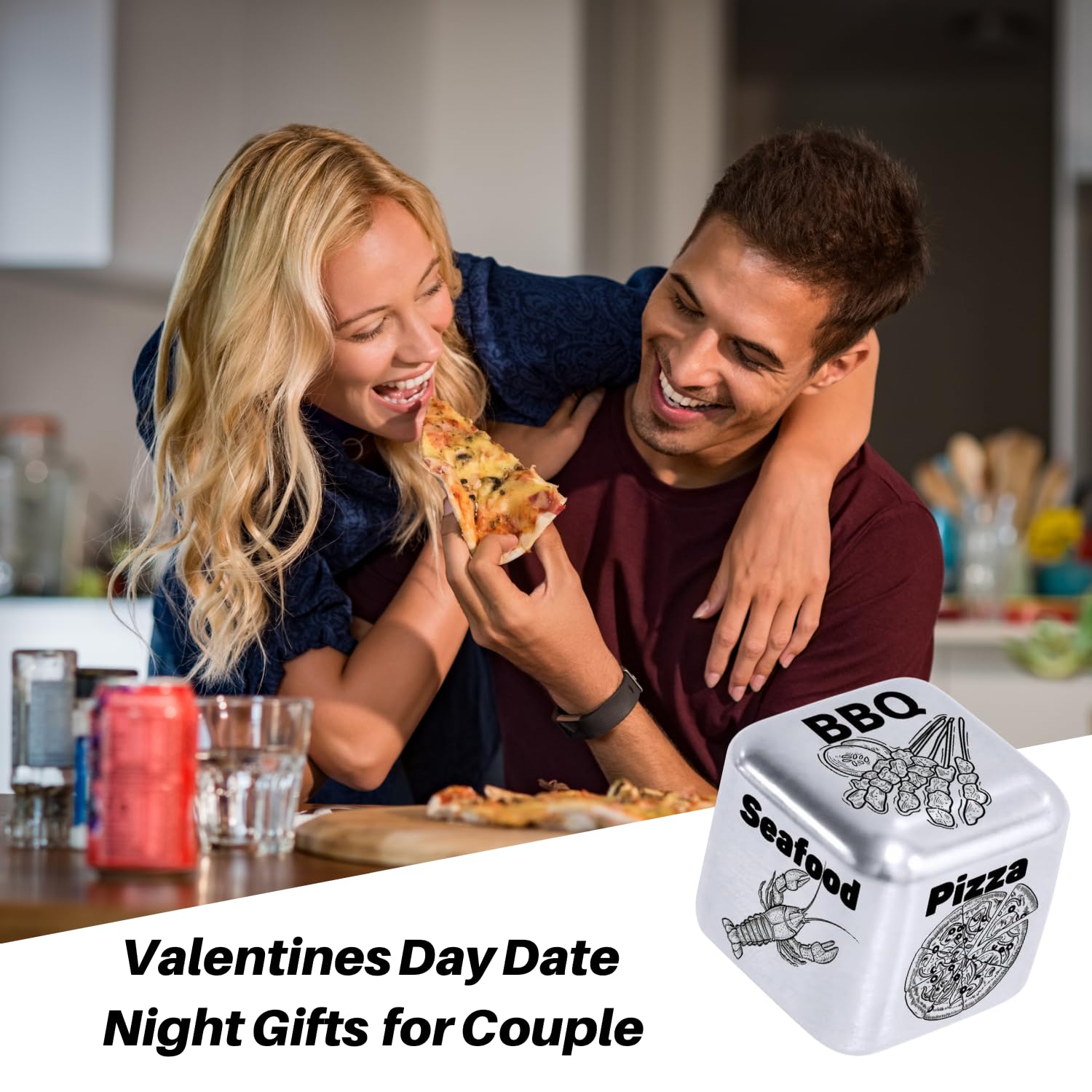 Easter Basket Stuffers for Teens - Funny Steel Decision Dice for Dinner Food Choices - Unique Anniversary & Date Night Gifts for Women, Men, Couples - Perfect Birthday & Wedding Present for Him, Her, Boyfriend, Girlfriend, Wife, Husband - Great for Romantic Dinners, Game Nights & Special Occasions