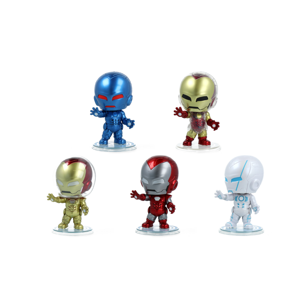 Marvel Iron Man Cosbaby Figure Set (5pcs) - Collectible Superhero Action Figures for Display, Gifts & Marvel Fans