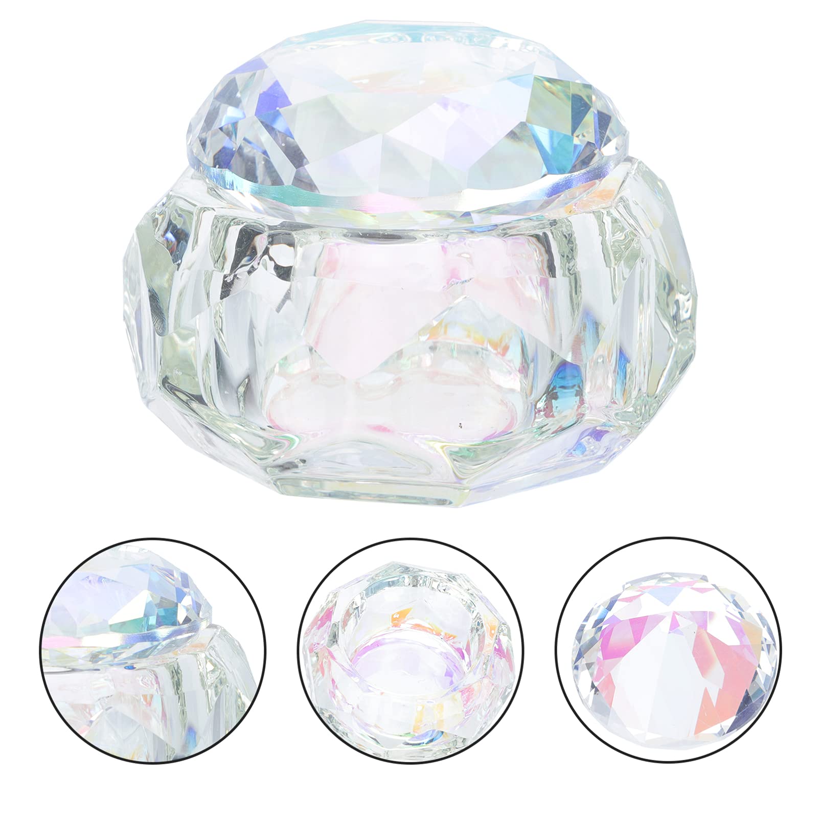 Clear Glass Dappen Dish with Lid - Crystal Nail Art Liquid Container for Manicure Tools, Nail Polish Pen Holder & Acrylic Powder Mixing | Perfect for Salon, Home Nail Care & DIY Nail Art Designs