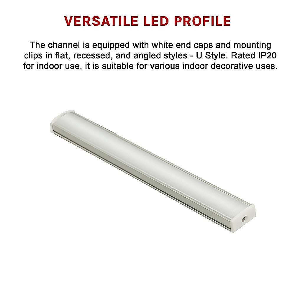 10 Pack 1M Aluminum LED Strip Light Channel Profile for Kitchen Cabinet Lighting - Perfect for Under Cabinet, Shelf, and Staircase Accent Lighting