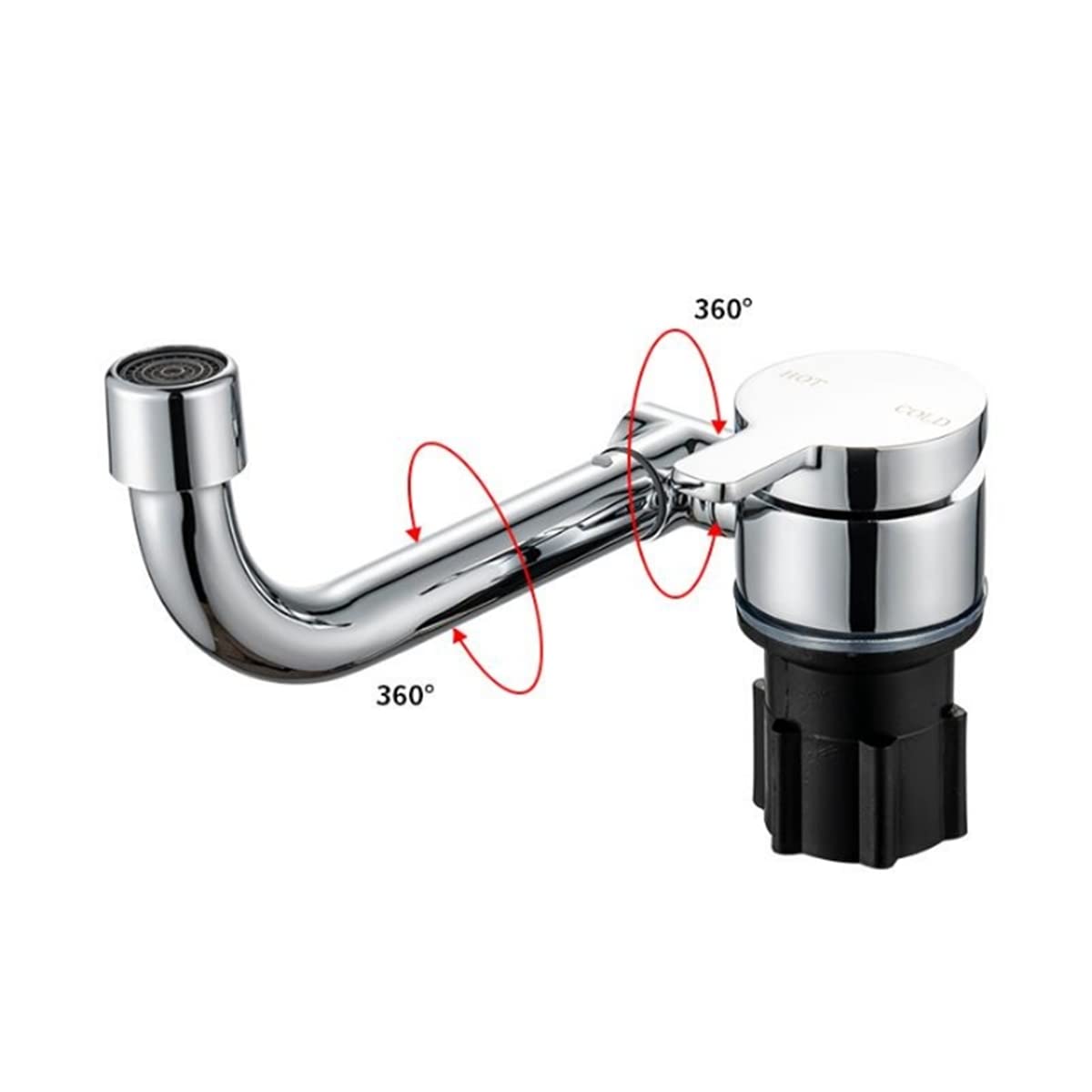 360° Rotating RV Camper Faucet - Hot & Cold Water Folding Kitchen Sink Tap with Dual Knob Handles, Brass Construction & Chrome Finish (G1/2) - Perfect for Tiny Homes, Boats, and Off-Grid Living