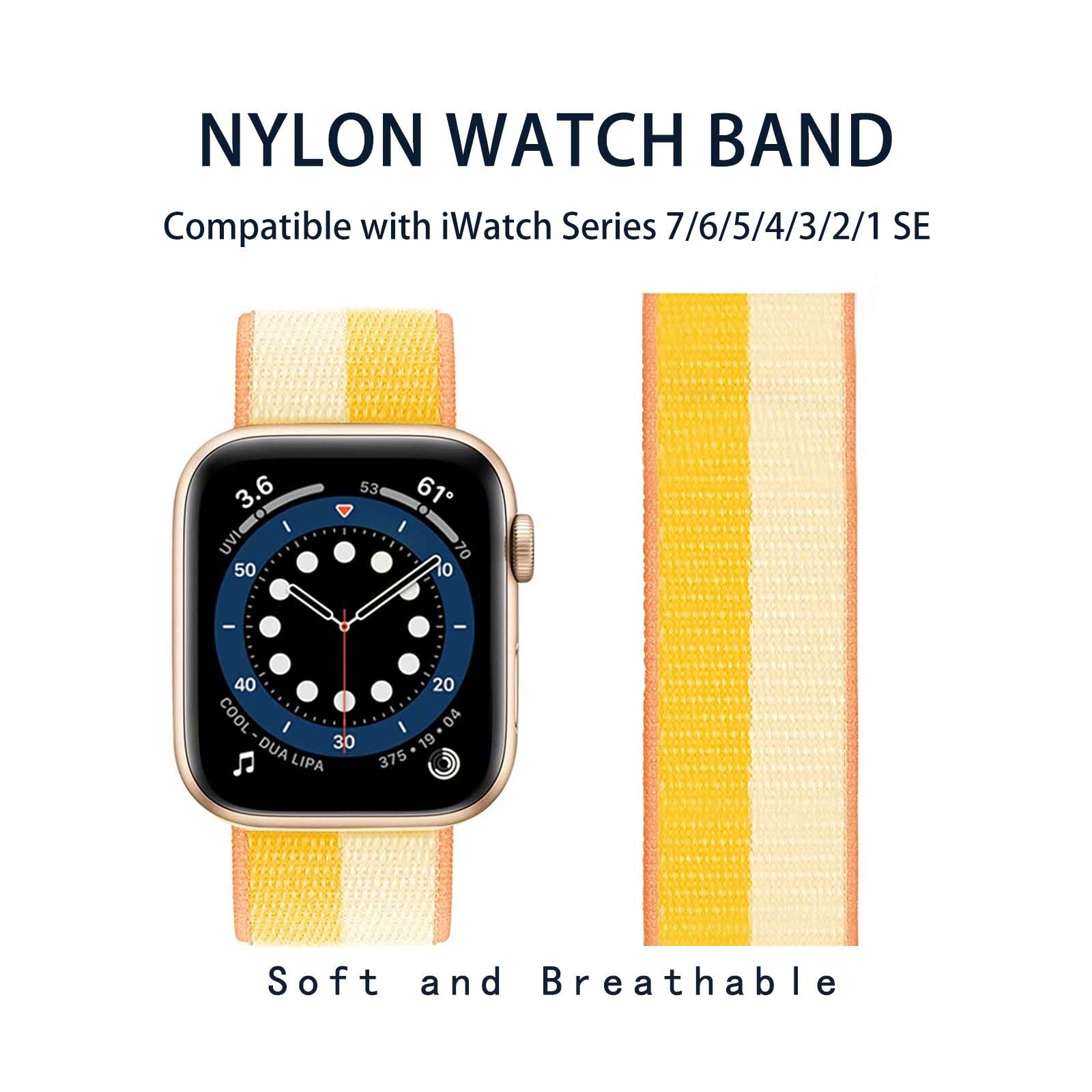 Durable Nylon Sport Loop Band Compatible with Apple Watch Series 1/2/3/4/5/6/7/8/SE - Soft Adjustable Strap for Workout, Running & Everyday Wear
