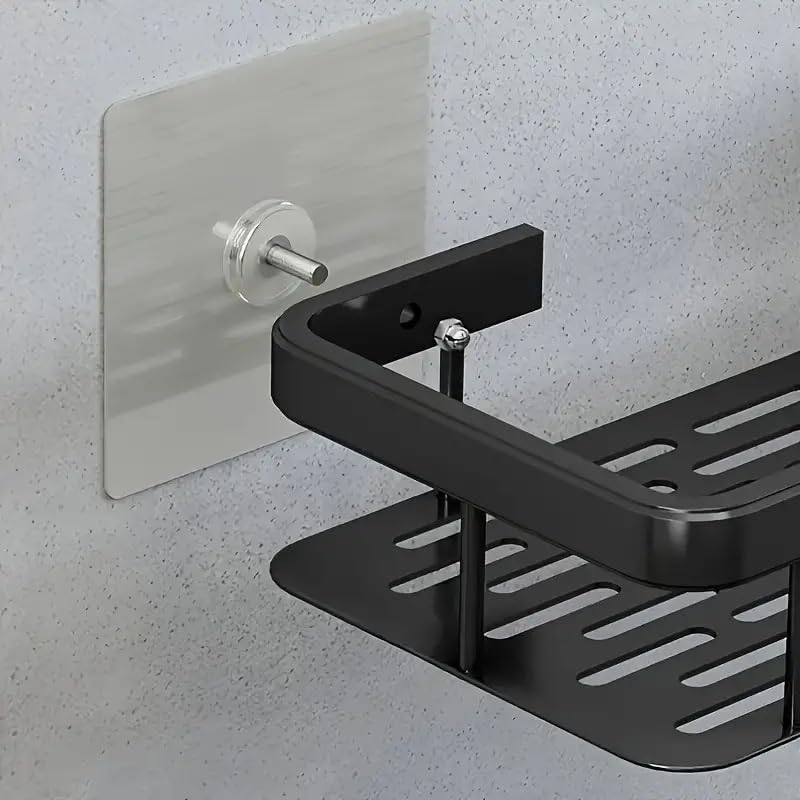 SPITEN White Plastic Rectangular Wall Shelves - 2 Pack Self-Adhesive Bathroom Storage Rack, Strong Shower Shelf for Organizing Toiletries, Cosmetics & Essentials - Perfect for Small Spaces, Apartments & Dorm Rooms