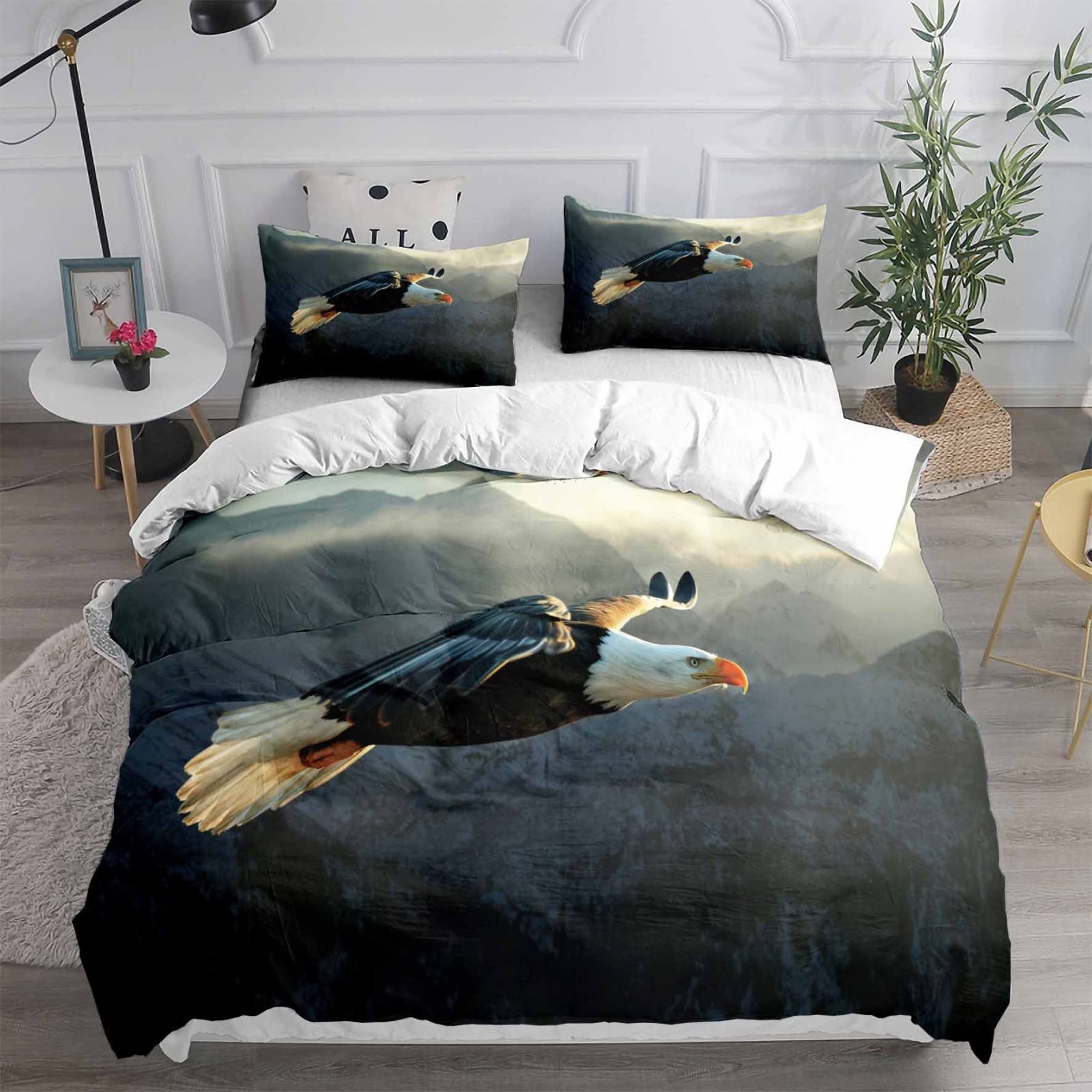 King Size Soaring Eagle Duvet Cover Set - Soft, Easy Care Microfiber with Zipper Closure & 2 Pillowcases (20x26 inches) - Cozy Bedding for Adults & Kids | Perfect for Master Bedroom, Guest Room & Kids' Room