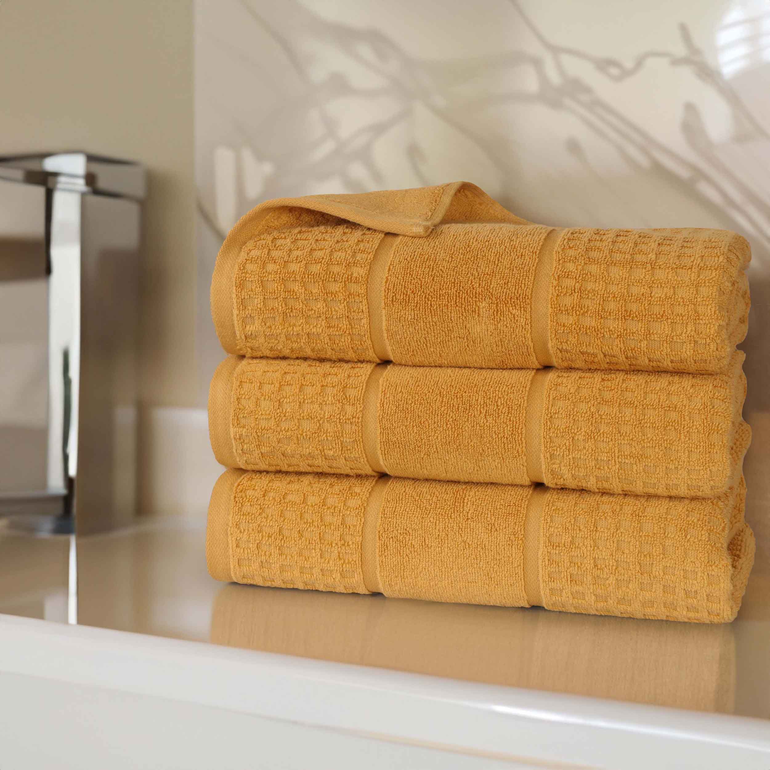Premium Zero Twist Cotton Waffle Bath Towels - Ultra Soft & Absorbent Honeycomb Weave - Set of 3 for Spa, Bathroom & Beach Use