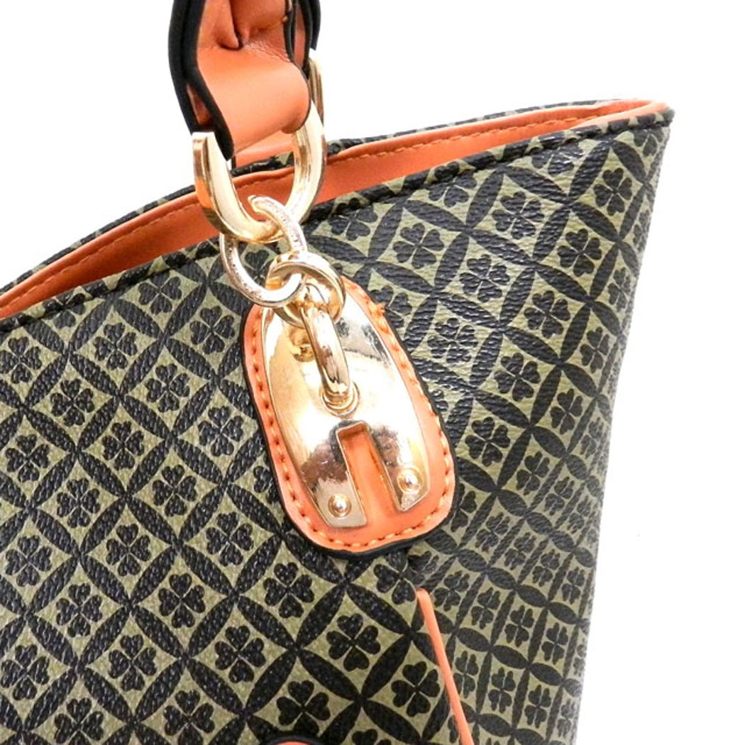 Color Block Polka Signature Print Satchel Wallet Bag Set - Black & Beige Designer Handbag for Women | Perfect for Work, Travel, and Everyday Use