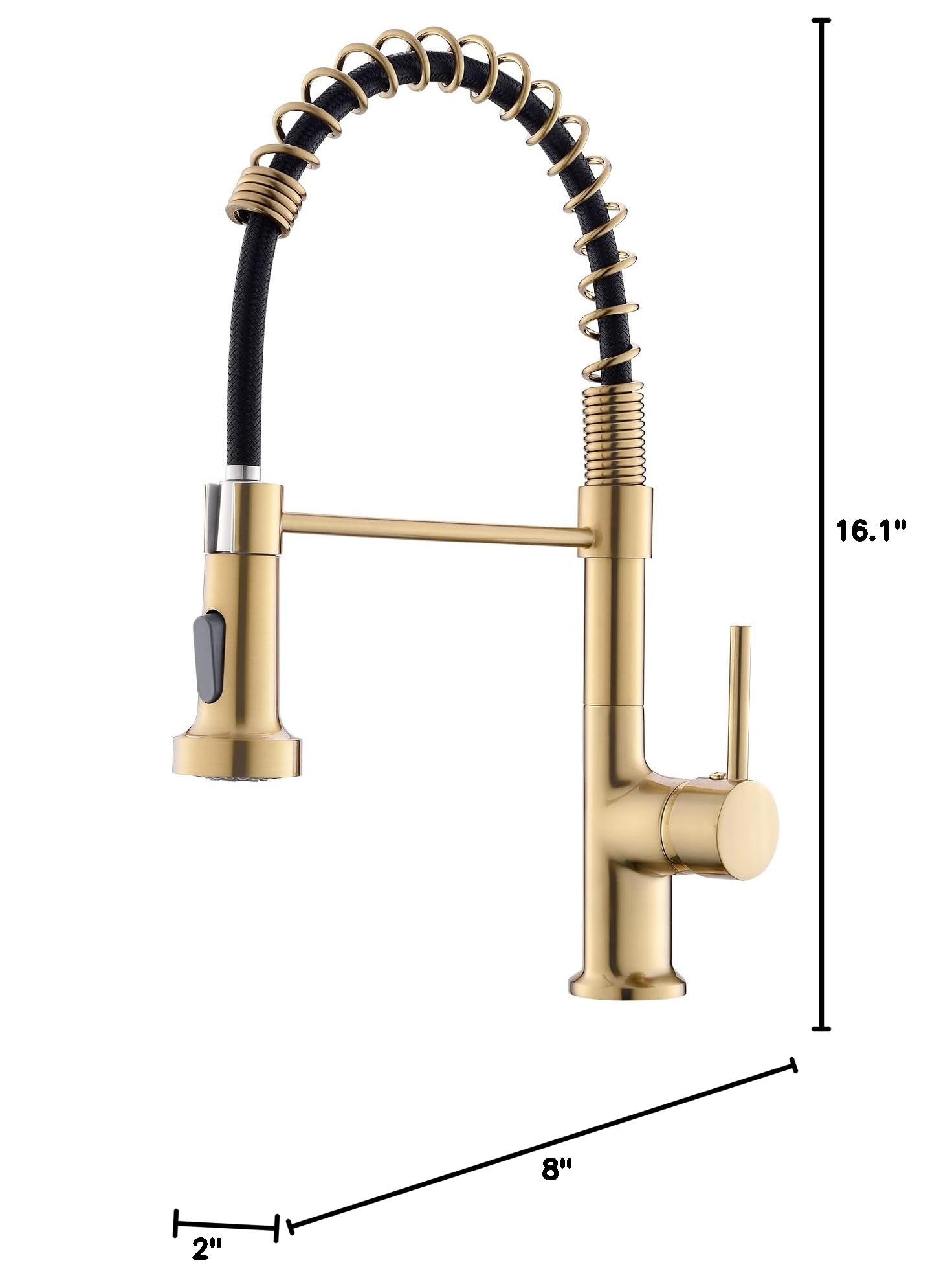 GIMILI Brushed Gold Kitchen Faucet with Pull Down Sprayer - Single Handle Brass Spring Faucet for RV, Farmhouse & Laundry Sink | Durable & Stylish for Modern & Utility Kitchens