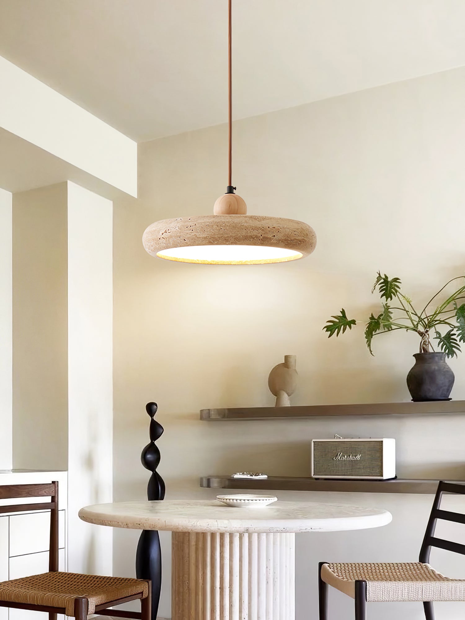 Aurelio Travertine Pendant Light - Modern Farmhouse Chandelier for Dining Room, Kitchen Island & Bedroom Lighting