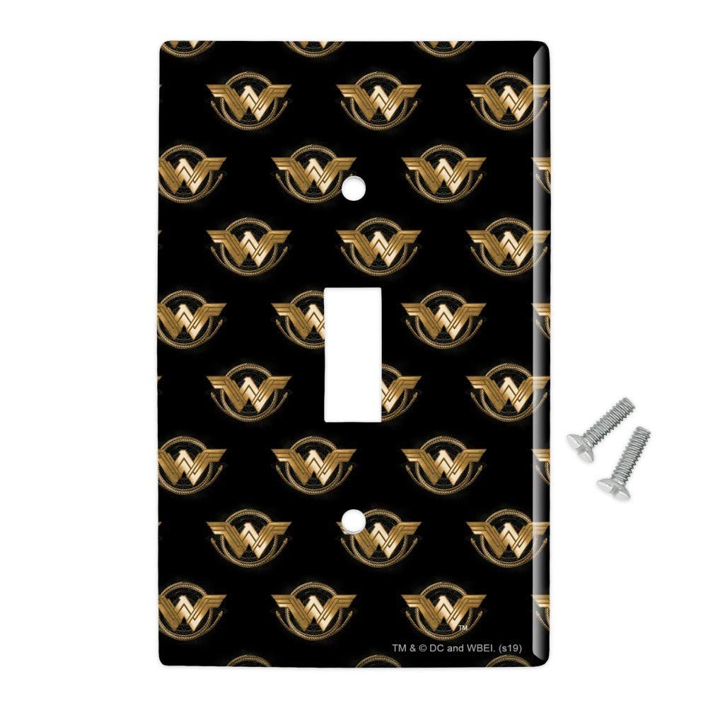 Wonder Woman Movie Golden Lasso Logo Plastic Wall Decor Light Switch Plate Cover - Superhero Home Decor for Bedroom, Living Room & Office