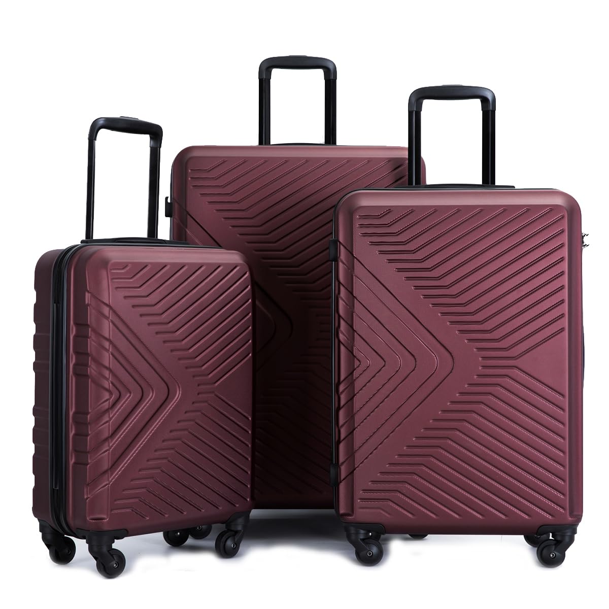 **Travelhouse 3-Piece Expandable Hardside Luggage Set with Double Spinner Wheels & TSA Lock - 20in Carry-On, 24in & 28in Checked Suitcases - Lightweight & Durable (Red) - Perfect for Air Travel, Business Trips & Vacations**