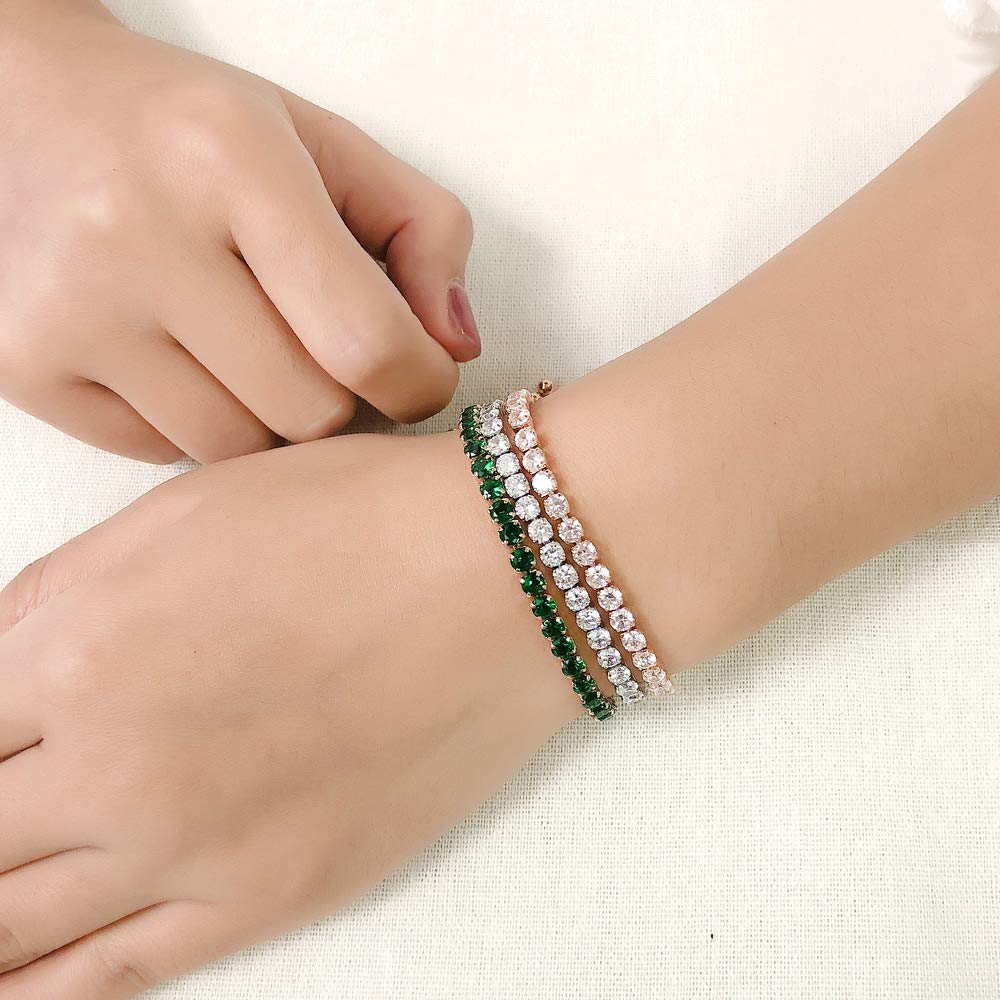 Elegant Cubic Zirconia Tennis Bracelet for Women - Adjustable Birthstone Rhinestone Slider Chain Bracelet, Dainty Fashion Jewelry Gift for Girls, Teens & Women | Perfect for Birthday, Anniversary & Special Occasions