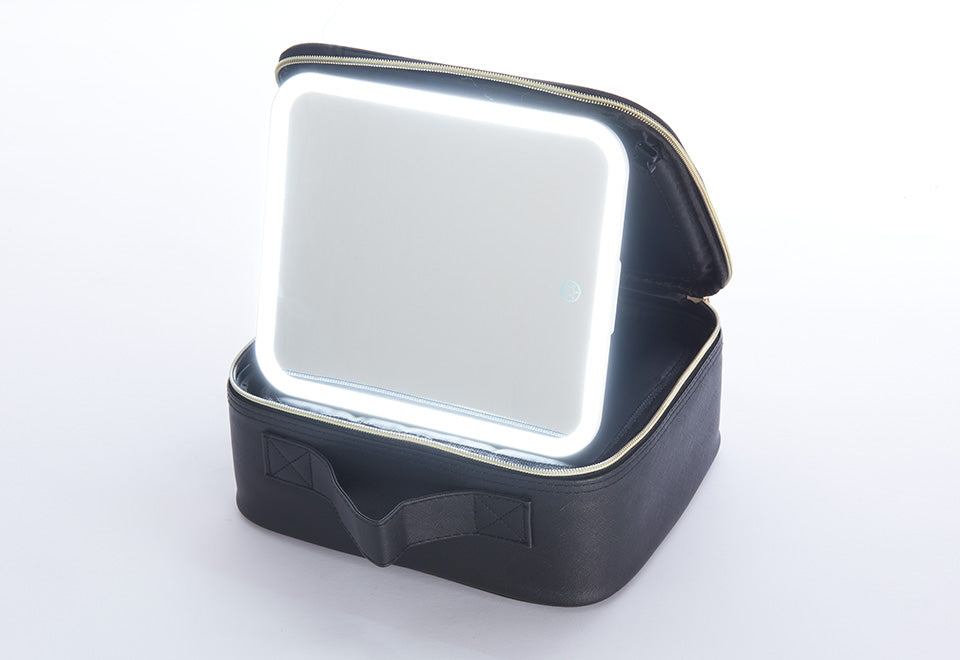 IGIA Travel Makeup Case with Mirror - Portable Cosmetic Organizer for Women, Perfect for Travel, Gym & On-the-Go Beauty Essentials