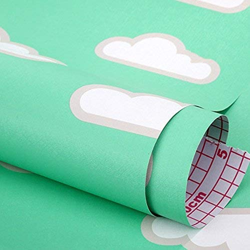 ZAMNEA 17.8 x 78 Inches Self-Adhesive Shelf Liner - Non-Slip Drawer Liner for Kitchen Cabinets, Dressers, Shelves - White Cloud Pattern Home Decor - Perfect for Organizing & Protecting Surfaces