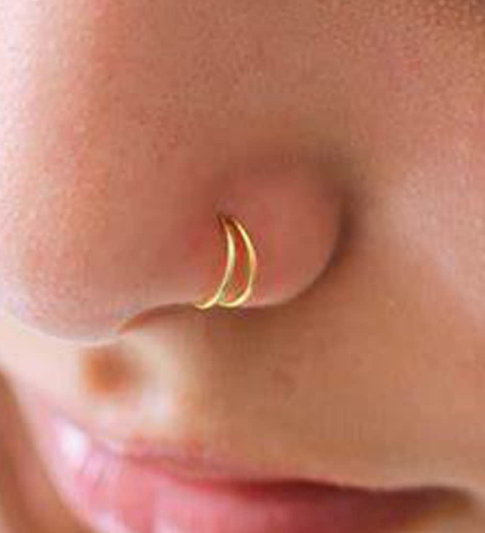Fake Nose Ring Hoop - Stainless Steel Fake Septum Ring - Non-Piercing Nose Jewelry for Women & Men - Perfect for Costumes, Parties & Everyday Fashion Accessories