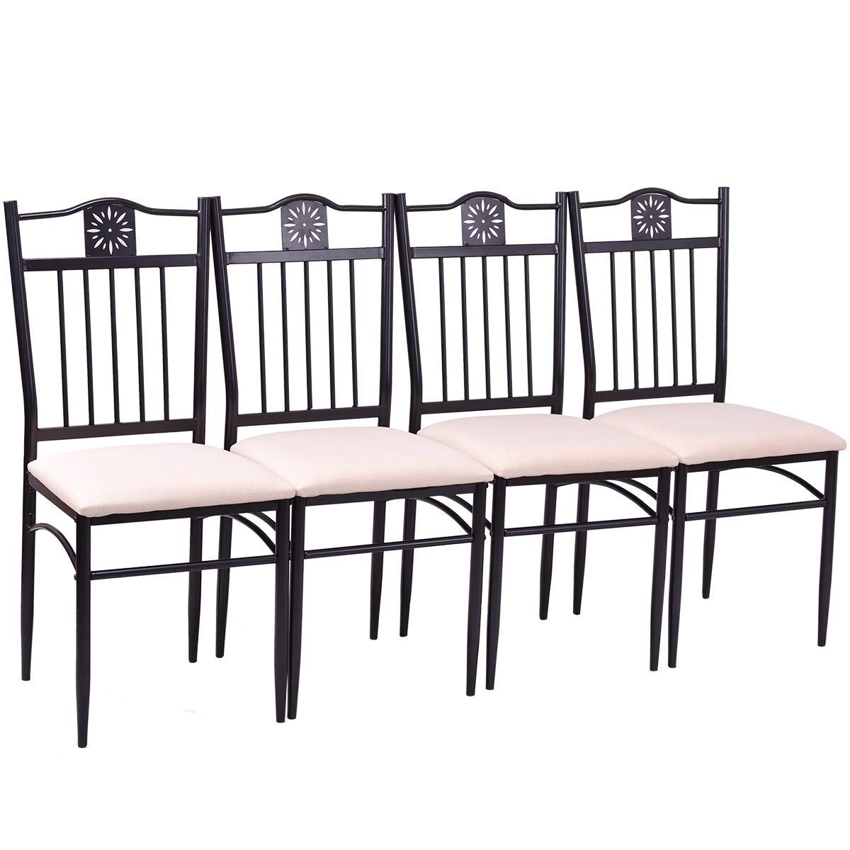 Vintage Retro 5-Piece Dining Table and Chairs Set - Solid Wood Top with Metal Frame & Padded Seats - Perfect for Kitchen, Dining Room, Breakfast Nook & Small Space Homes - Casual & Formal Dining Furniture