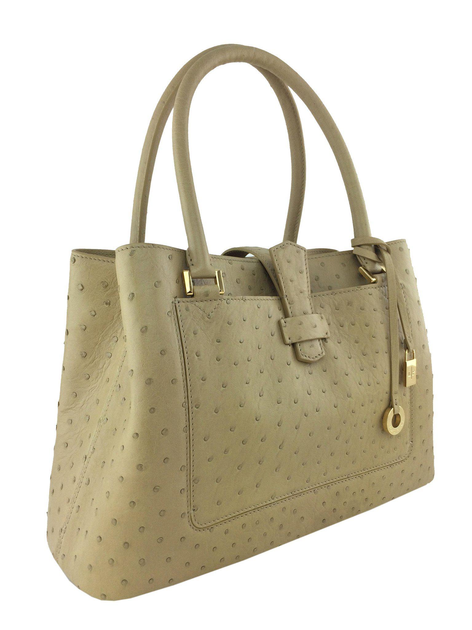 Luxury Loro Piana Ostrich Leather Bellevue Handbag for Women - Premium Designer Tote Bag for Work, Travel & Everyday Use