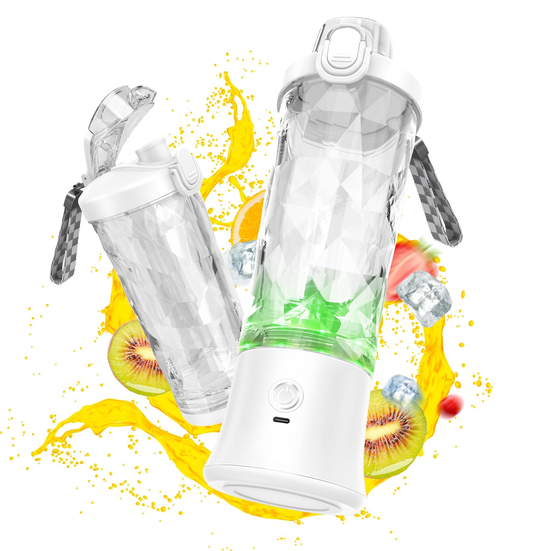 Portable USB Rechargeable Blender - 20oz Mini Personal Blender for Smoothies, Protein Shakes & Juices | Compact Travel Blender Cup with Leak-Proof Lid | Perfect for Home, Gym, Office & Outdoor Activities (White)