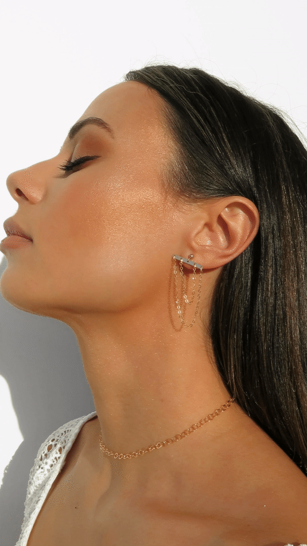 Double Hanging Chain Earrings for Women - Trendy Layered Dangle Earrings for Daily Wear & Party - Gold & Silver Fashion Jewelry Gifts