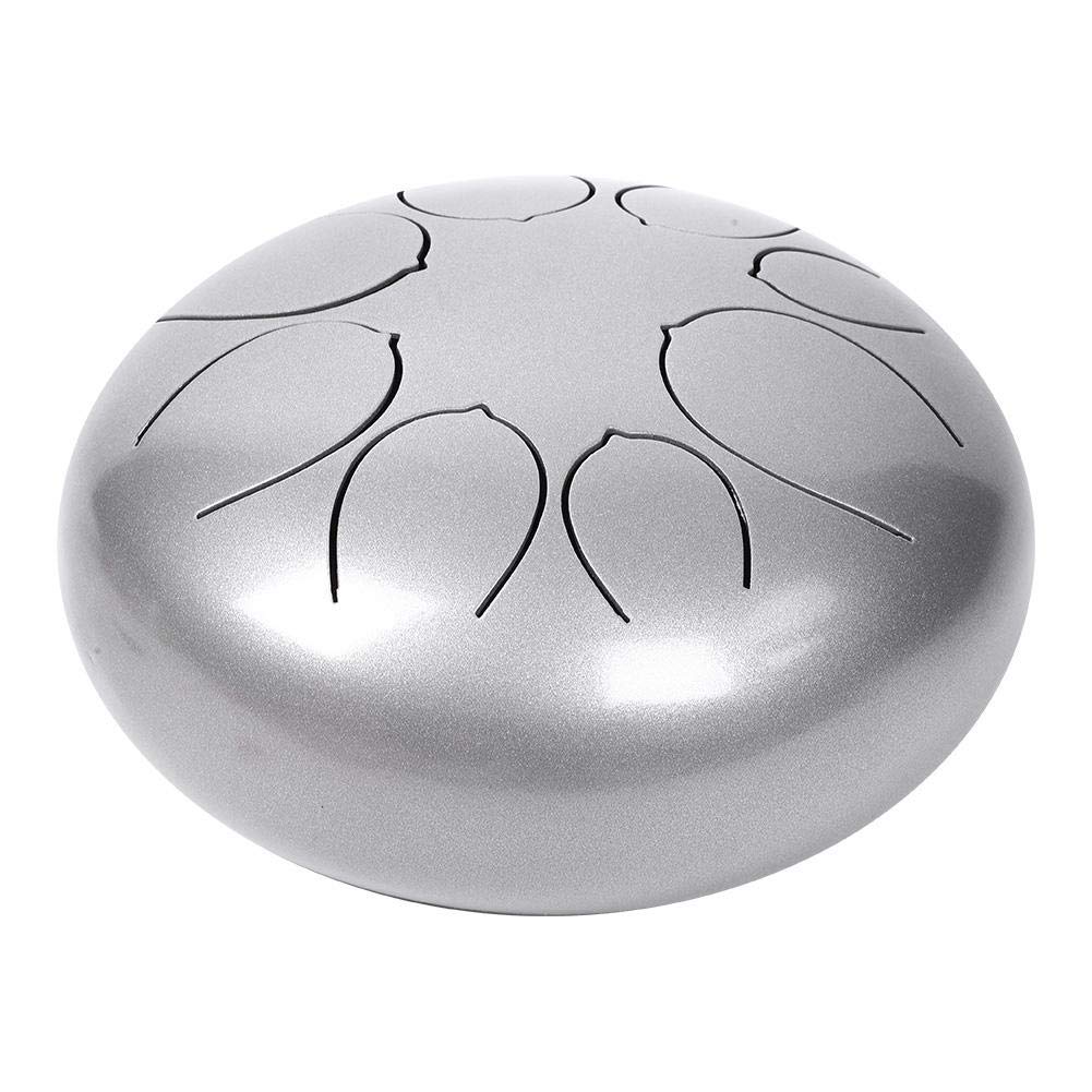 EBTOOLS Durable Steel Pan Drum - Handcrafted Wooden Handpan Tongue Drum with Carry Bag for Adults & Kids | Perfect for Meditation, Music Therapy & Relaxation (Silver)
