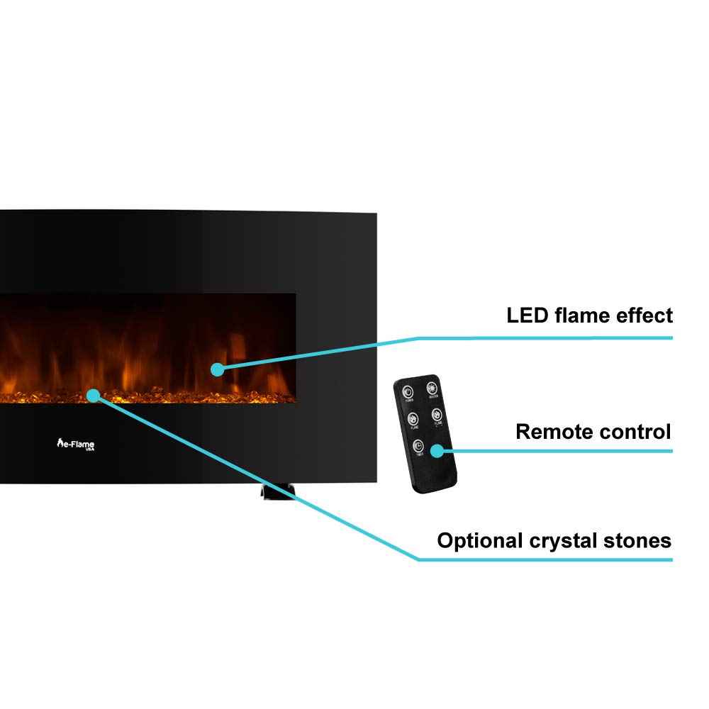 48-inch Sundance LED Electric Fireplace - Wall Mount or Freestanding with Remote Control, Adjustable Flame & Timer - Perfect for Living Room, Bedroom & Office Heating & Ambiance