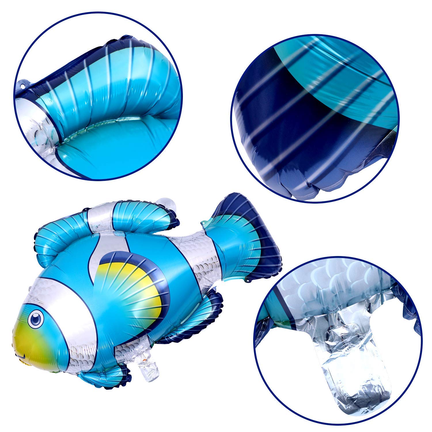 9 Pcs Large Ocean Animal Balloons - Cartoon Fish Foil Balloons for Birthday Party Decorations, Baby Shower & Under the Sea Theme Events
