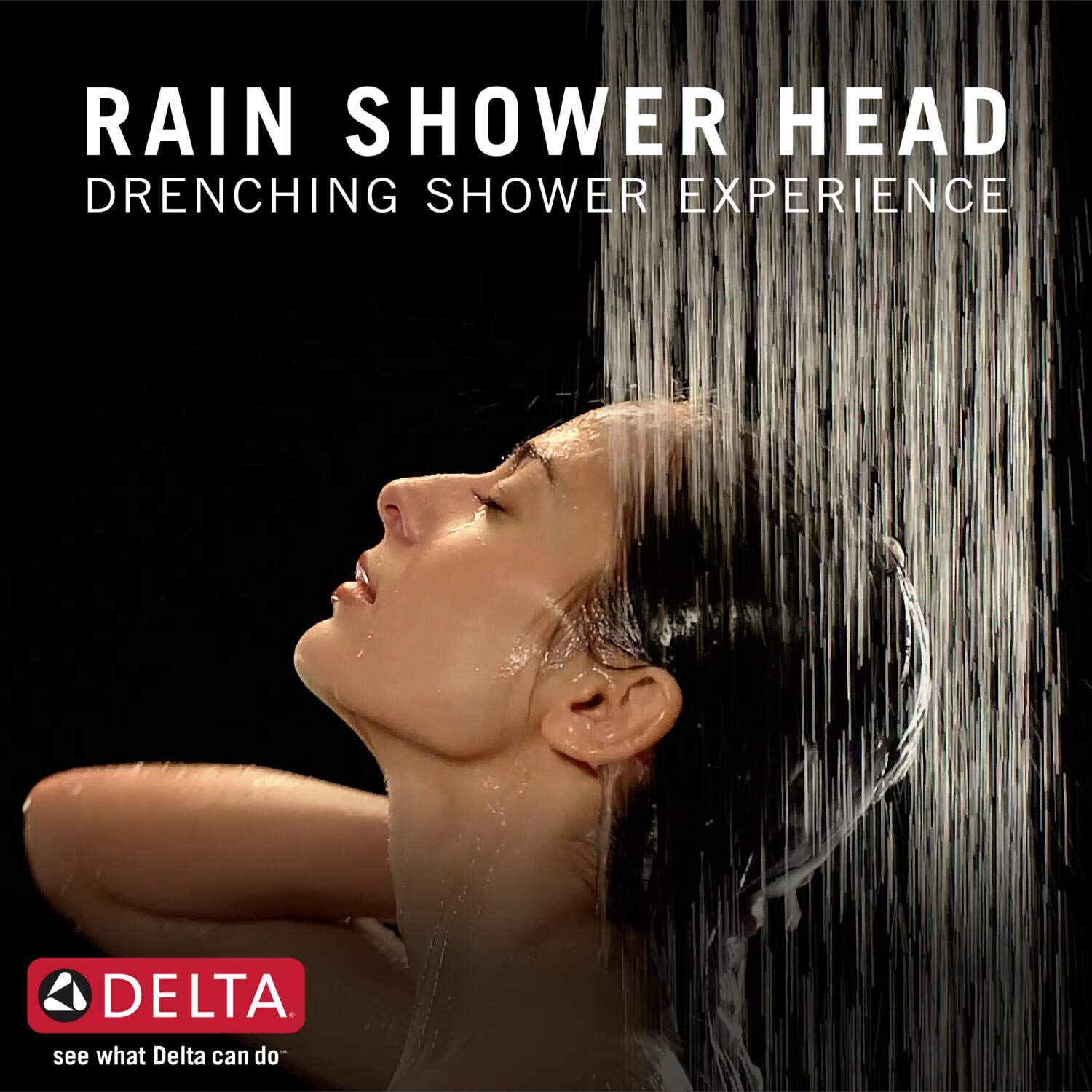 Delta Faucet Rain Shower Head with Lumicoat Finish - Polished Nickel Ceiling Mount Rainfall Showerhead (Includes Shower Arm) - Perfect for Spa-Like Bathroom Experience and Luxury Home Upgrades