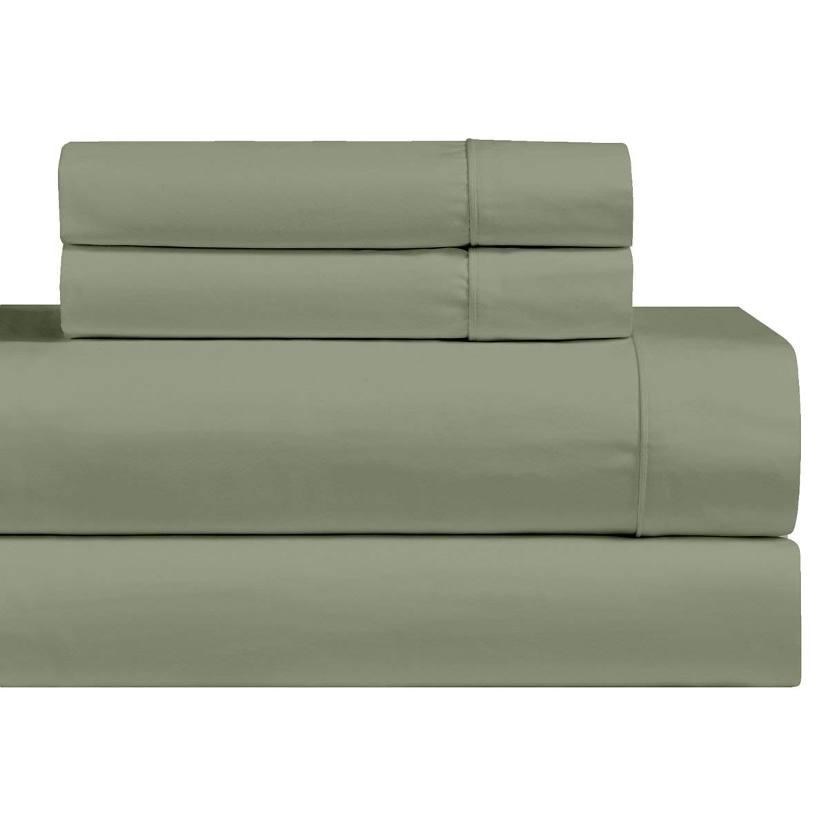 Luxury 1000 Thread Count 100% Cotton 4-Piece Bed Sheet Set - Heavyweight, Soft & Breathable Queen Size Sheets with Deep Pockets in Sage Green | Perfect for Hotels, Guest Rooms & Upscale Bedrooms