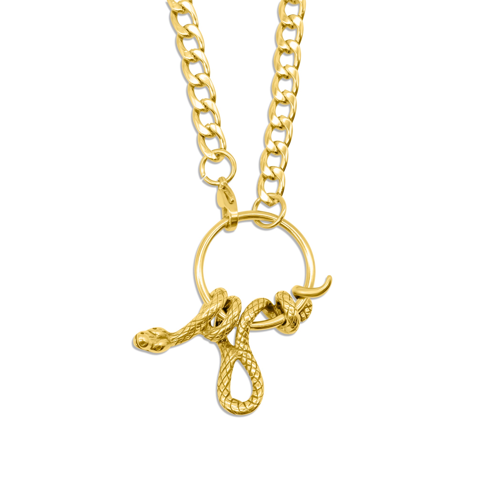 Gold Serpent's Lair Snake Necklace - Elegant Reptilian Jewelry for Women | Perfect for Gothic Fashion, Halloween Costumes & Statement Accessories