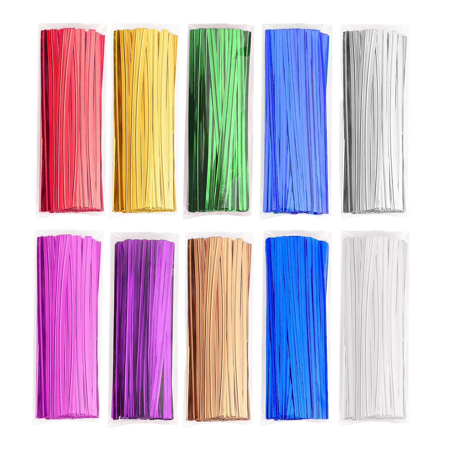 1000 Pcs Metallic Twist Ties - 10 Assorted Colors, 4 Inch Reusable Bread Bag Closures - Perfect for Gift Wrapping, Party Treat Bags, Candy Packaging & Food Storage - Durable Foil Twist Ties for Cellophane Bags, Bakery & Household Organization