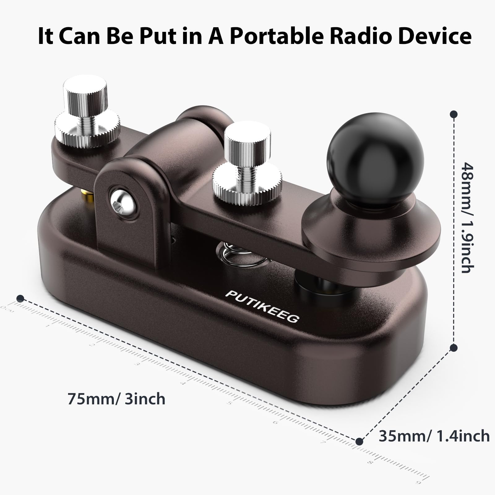 Mini Morse Radio Key CW HAM Telegraph Double Paddle Morse Code Keyer - Aluminum Alloy Body Base (Brown, Small) - Perfect for Amateur Radio, Emergency Communication & Morse Code Training