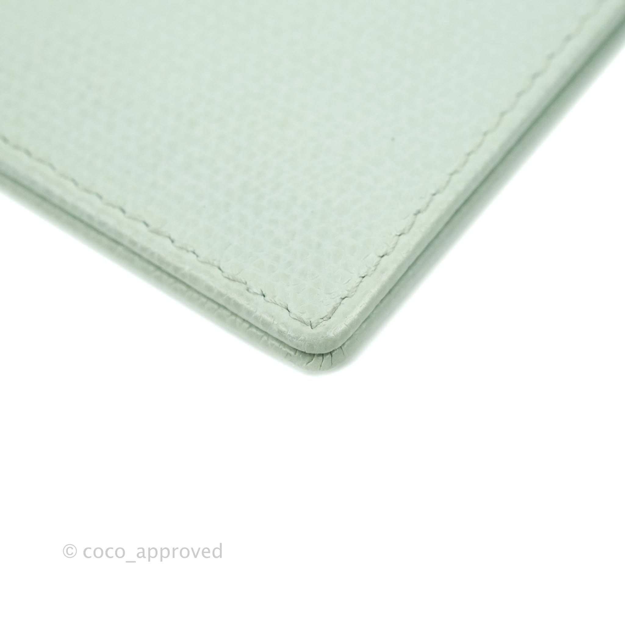 Chanel Tiffany Blue Grained Leather Card Holder - Luxury Compact Wallet for Credit Cards & Cash - Perfect for Everyday Use, Travel & Gifting