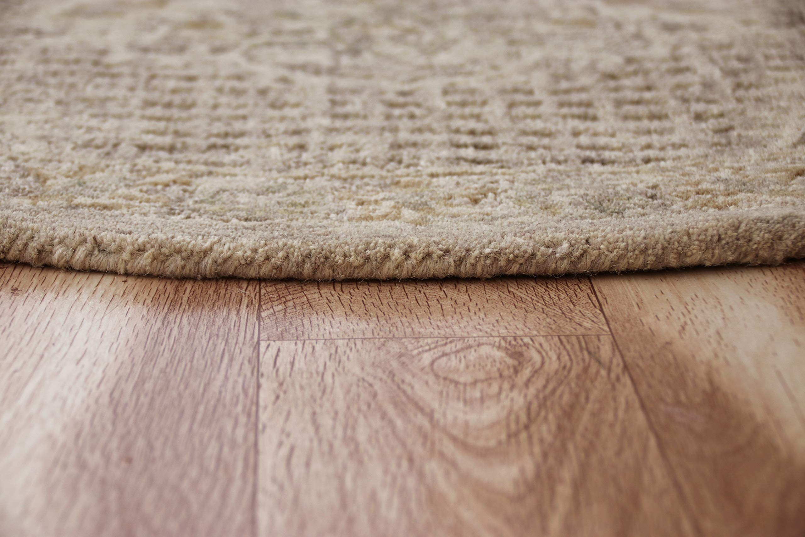 LR Home 6ft Round Natural Wool Area Rug - Hand Tufted Modern Farmhouse Boho Style for Bedroom, Living Room, Office | Soft Beige/Cream Indoor Carpet for Home Decor | Perfect for Entryway, Playroom & Cozy Spaces