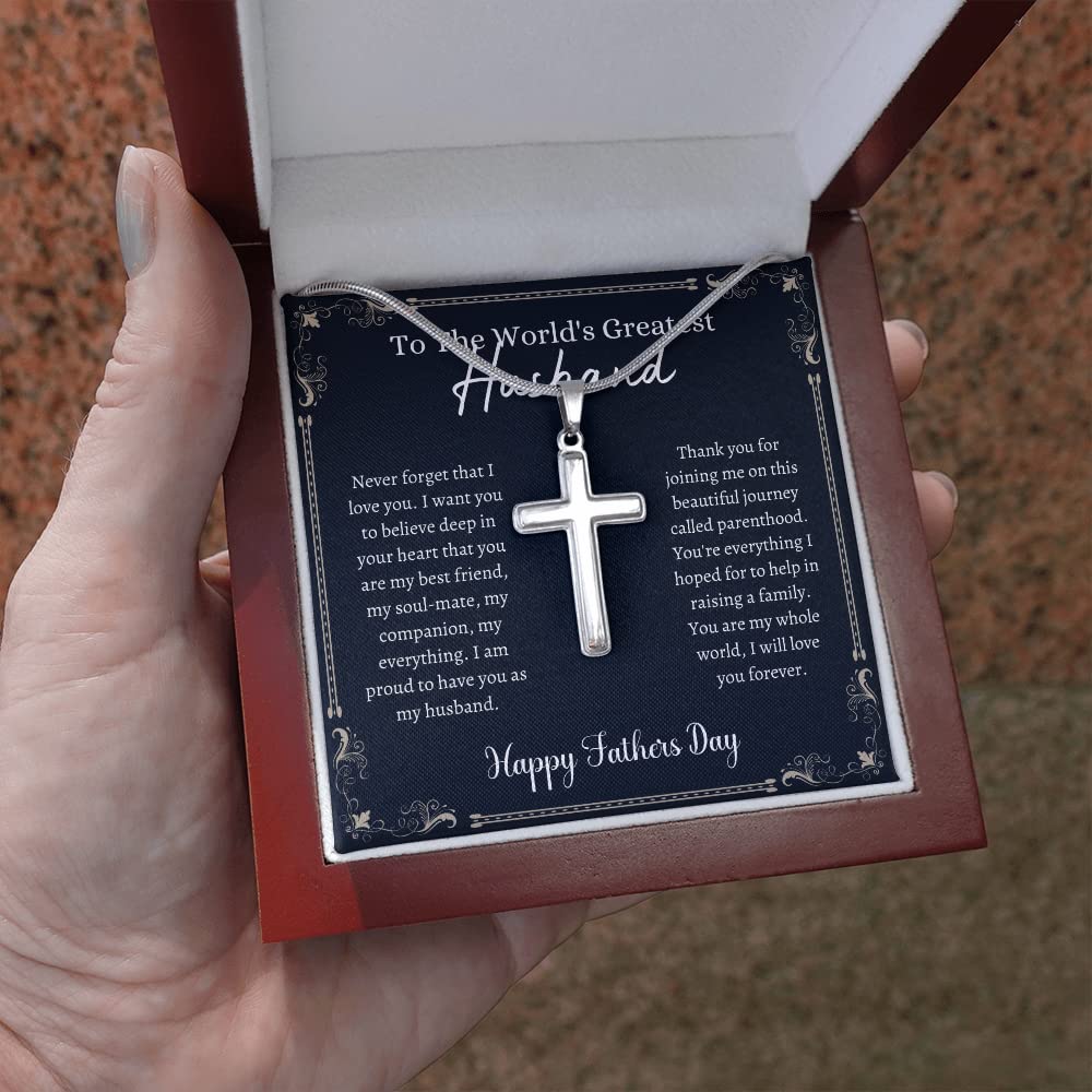 Handmade Cross Necklace for Husband - Unique Father's Day Gift from Wife, Personalized Anniversary Present for Him - Perfect for Weddings, Anniversaries & Special Occasions