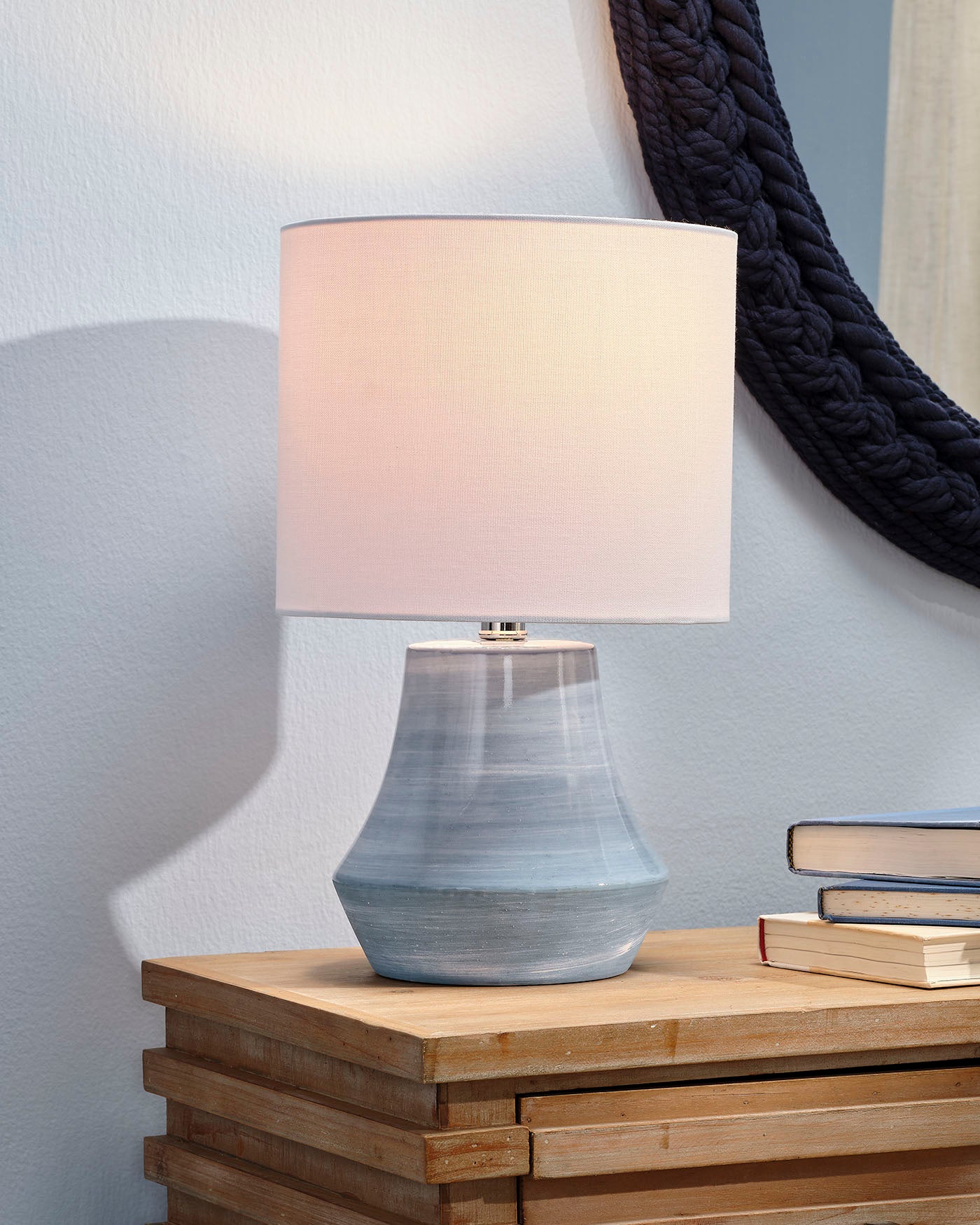 Vintage Cottage Table Lamp in Blue - Perfect for Bedroom, Living Room & Home Office Decor