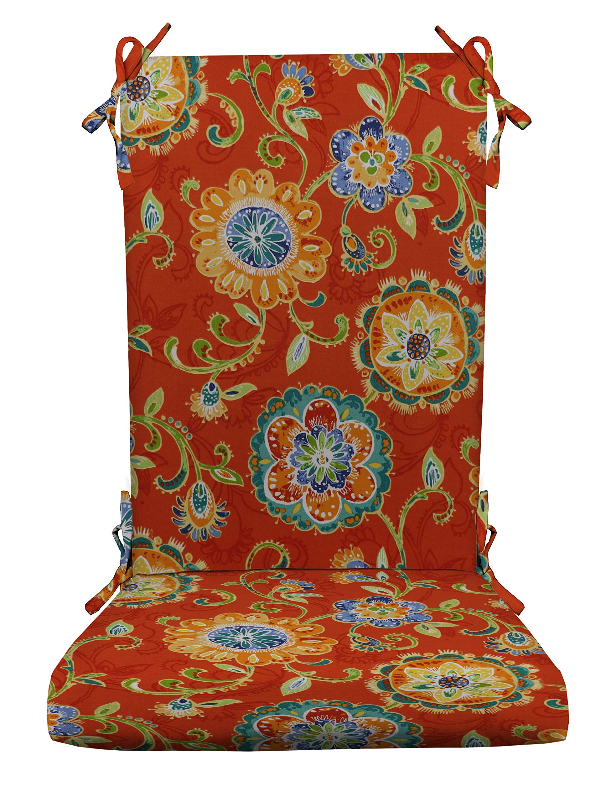**RSH Décor Indoor/Outdoor Foam Rocker Cushion - Large Size, Carnival Fanfare Orange - Comfortable Seat Pad for Rocking Chairs, Patio, Porch & Garden Relaxation**