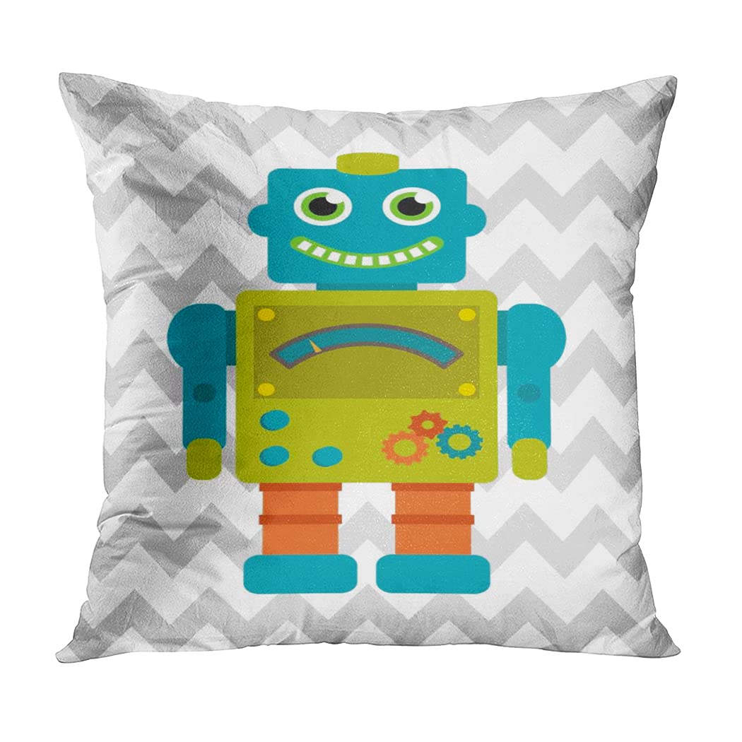 4 Pack Robot Chevron Throw Pillow Covers 20x20 Inch - Modern Square Cushion Covers for Sofa, Bed, Couch - Boys Room Decor & Home Accent - Perfect for Living Room, Nursery, Dorm Room