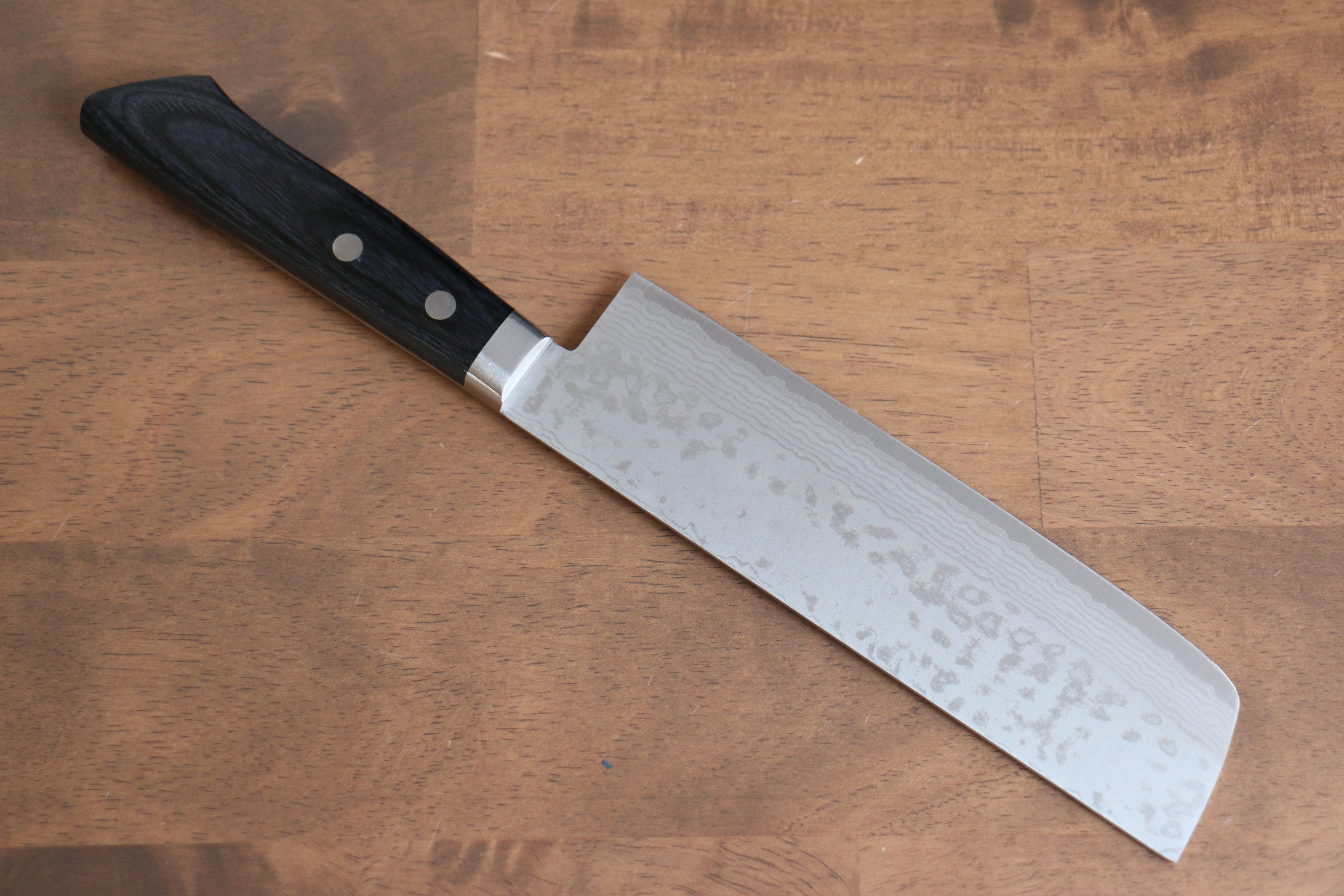 Premium Kunihira Sairyu VG10 Damascus Usuba Chef Knife 165mm - Navy Blue Pakkawood Handle - Japanese Kitchen Knife for Slicing Vegetables & Sushi - Professional Grade Damascus Steel Blade with Super Sharp Edge